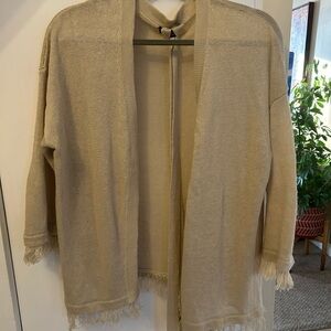 MaxMara Cream Fringe Cardigan with Tie Belt